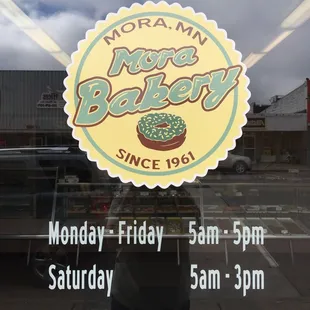 the front window of the store