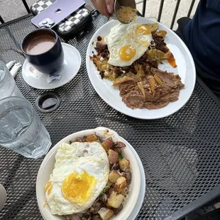 Chorizo Chilaquiles (top) Nora Mia Skillet (bottom)