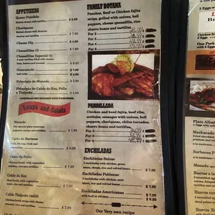 a menu for a mexican restaurant