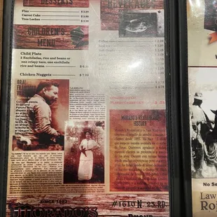 a menu for a western restaurant
