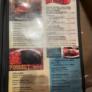 a menu for tacos
