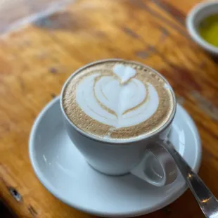a cup of cappuccino on a saucer