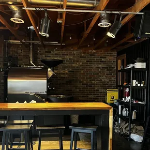 Their own roaster is on display inside