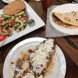 two plates of food on a table