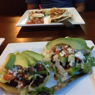 Sopes and quesadilla mixta in the background