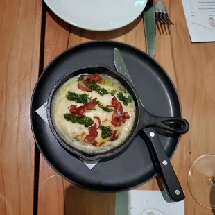 a pan of food on a table