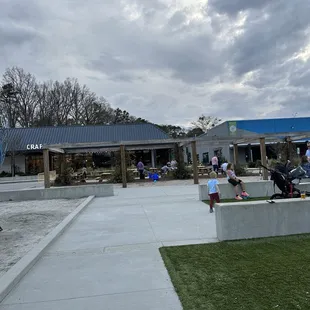 a group of people in a park