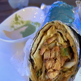 Chicken Tikka Wrap on Garlic Naan