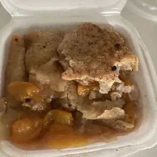 Serving of Peach Cobbler