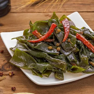 a plate of cooked vegetables
