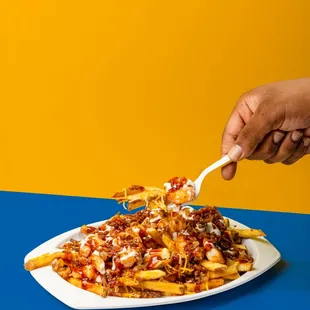 BBQ bacon shrimp ranch loade fries