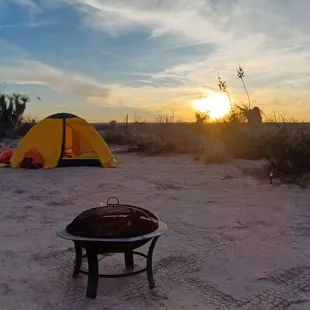 The drive in campsite at sun down