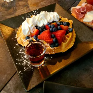 Waffle with berries