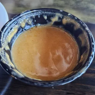 This photo makes it look thicker than it actually is.  It's runny and tastes like a a ramen seasoning packet. It's not good.