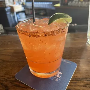 Strawberry Mezcalita! Happy Hour $6 Great price and AMAZING taste! I definitely recommend this if your a mezcal drinker.