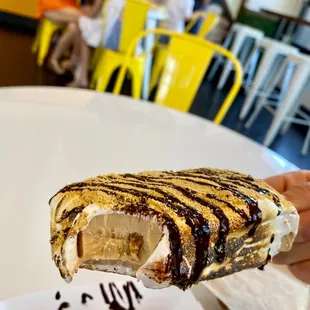The s&apos;mores toppings over dulce de leche. This was truly one of the best things that I&apos;ve ever eaten.