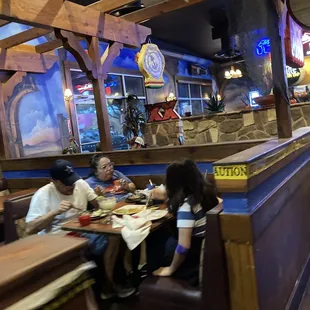 a group of people eating