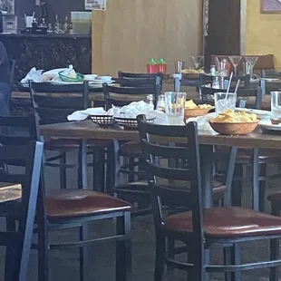 This is what the restaurant looked like at 2 on Saturday... staff busy hanging ouy