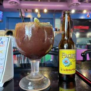 a drink and a bottle