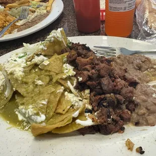 Enchiladas Verdes with beef fajita!