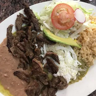 fajita beef enchilada plate