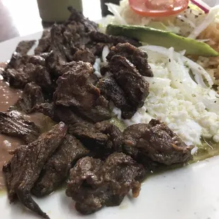 fajita beef enchilada plate