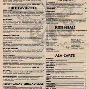 a menu for a mexican restaurant