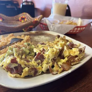 Breakfast plate eggs and bacon