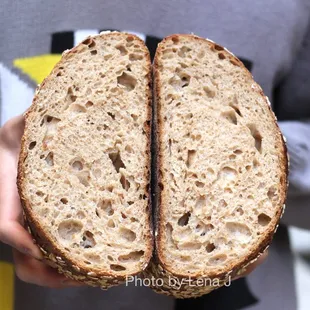 Inside of Toasted Oat Porridge Loaf ($8) - relatively moist and soft bread, but drier and less tender than expected
