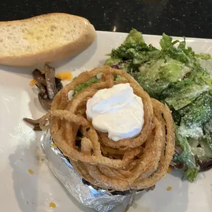 Sunday brunch special pot roast stuffed baked potato