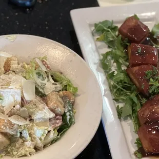 Side Caesar salad and pork belly special