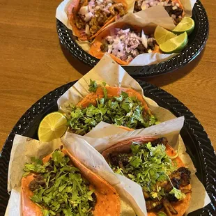 3 asada tacos 3 al pastor tacos