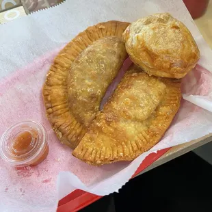 Beef, chicken, beef pastelitos