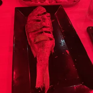 Whole fried snapper