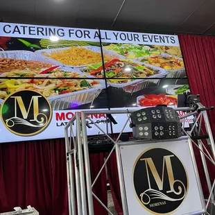 Catering add on the screen behind the stage