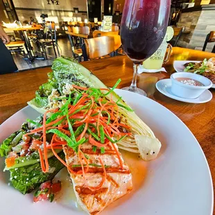 Salmon Chop Salad and Sangria