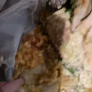 Rice in unfinished burrito