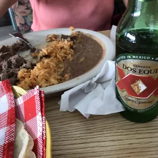 Extremely delicious Mexican food with nice selection of beer. Lengua plate in picture.