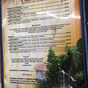 menu