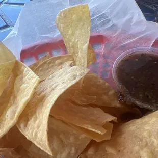 Complementary chips and salsa.
