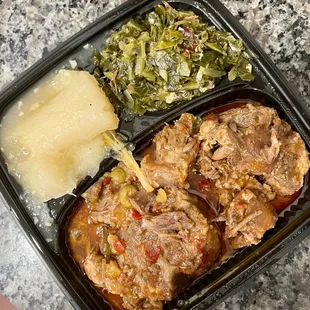 Mashed Yuca, Collard Greens, Oxtail