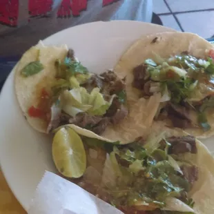 Lengua tacos. My fiance said was good but meat was boiled. Green chilie had no spice. Handmade corn tortillas was a plus.