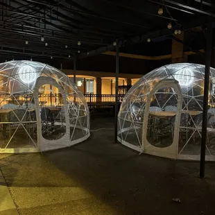 Outdoor heated igloos you can reserve. Such a great experience.