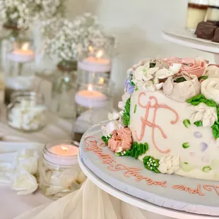 a cake with flowers on it