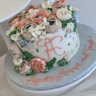 a cake with flowers on it