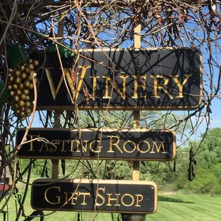 sign for winery and wine room