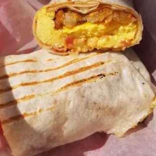 Yummy! The Cheesy Spicy Hash Brown Burrito!