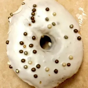 Organic vanilla glazed donuts.