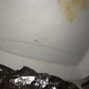 Crab cake with a piece of human hair
