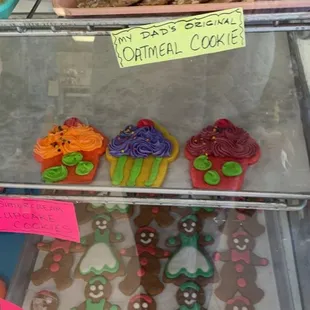 a display of decorated cookies